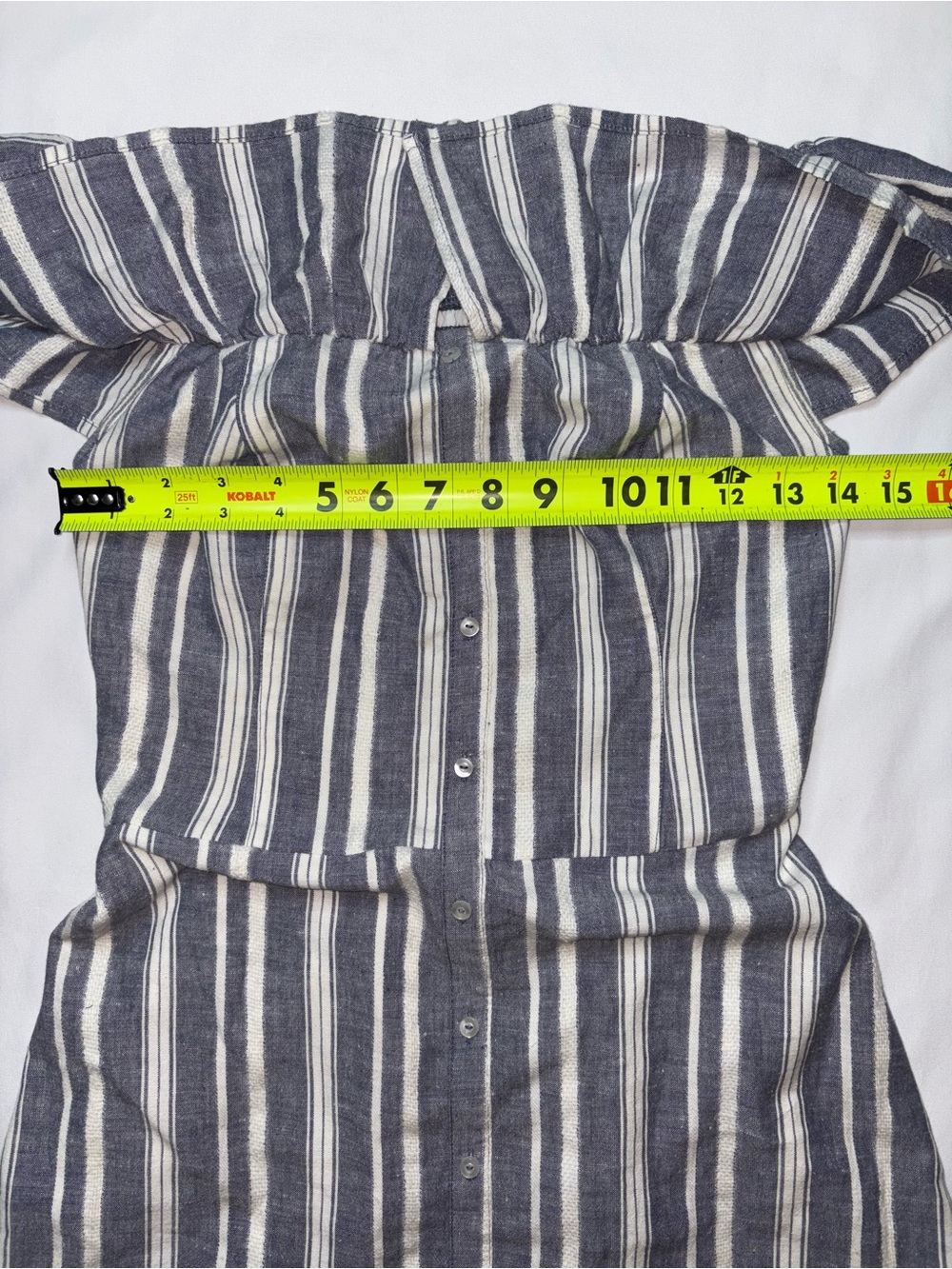 Hollister Blue Stripe Off Shoulder Button Front Dress Size Small - Picture 3 of 6